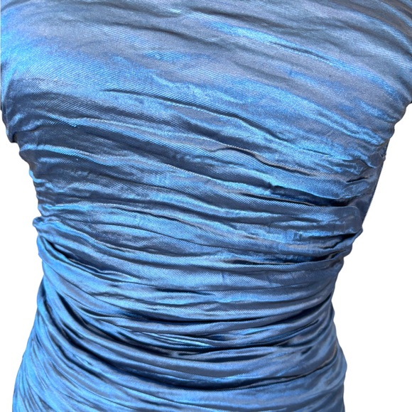 Nicole Miller Blue Ruched Open Back Dress - Picture 3 of 6